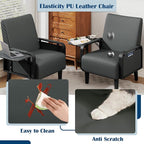 Andeworld Modern Grey Accent Chair, PU Leather Upholstered Armchair Side Chair - Image 7