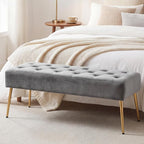DUHOME Modern Velvet Ottoman Bench, Button-Tufted Upholstered Bedroom Benches - Image 2