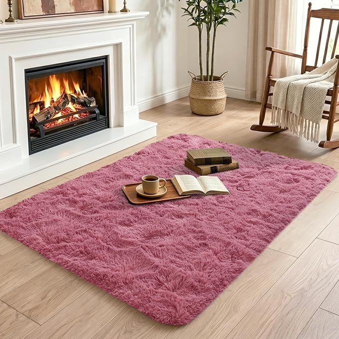 3x5 Blush Fluffy Soft Area Rug Non-Slip - Image 4
