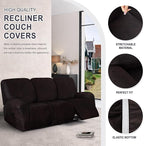 ANARACHON Leather Look Recliner Couch Cover, 8-Pieces Stretch Recliner Sofa - Image 4