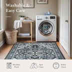 Rugflix 4x6 Area Rugs for Living Room, Washable Dark Navy Blue Rug | Machine - Image 4