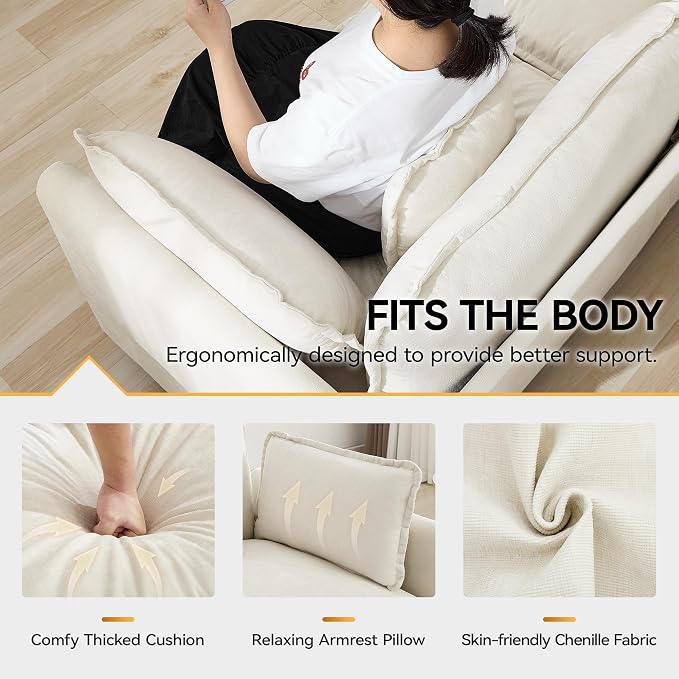 113'' V Shaped Cloud Sectional Sofa, Oversized Deep Seat Couches - Image 4