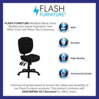 Flash Furniture Caroline Mid-Back Black Fabric Multifunction Swivel Ergonomic - Image 10