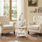 Small Round Side Table with Charging Station, 3-Tier Waist Circular End Table - Image 2
