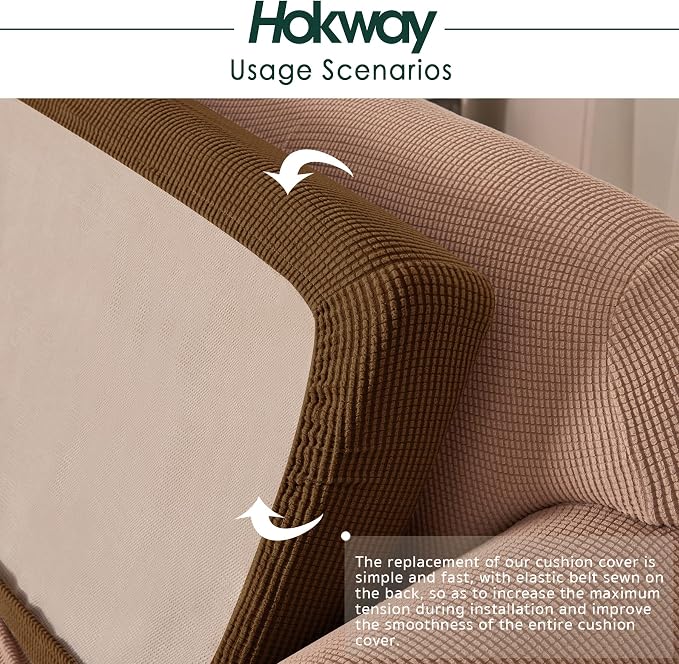 Hokway Couch Cushion Covers Stretch Cushion Covers Sofa Seat Cushion Slipcover - Image 5