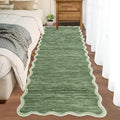 GarveeHome Scalloped Washable Runner Rug 2x6 Runner Abstract Modern Green | by GarveeHome