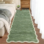 GarveeHome Scalloped Washable Runner Rug 2x6 Runner Abstract Modern Green | by GarveeHome