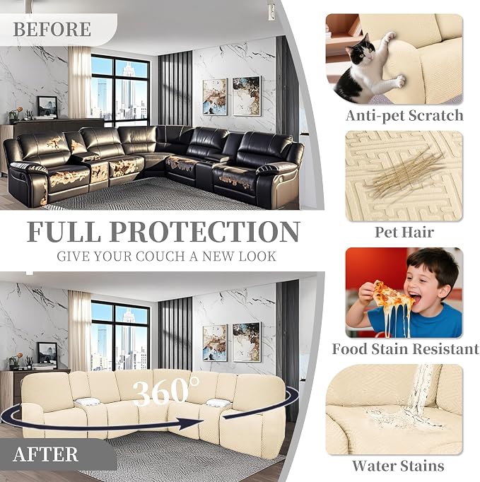 100% Waterproof Sectional Recliner Couch Covers - Image 6