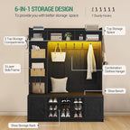 Hzuaneri 59.8" Hall Tree, LED Farmhouse Entryway Storage and Coat Rack Wood - Image 5