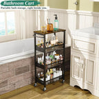 OKZEST Utility Slim Storage Cart, 4-Tier Narrow Bathroom Organizer and Storage - Image 7
