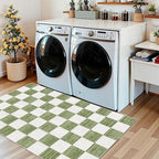 Green White Checkered Entry Rug - Image 9