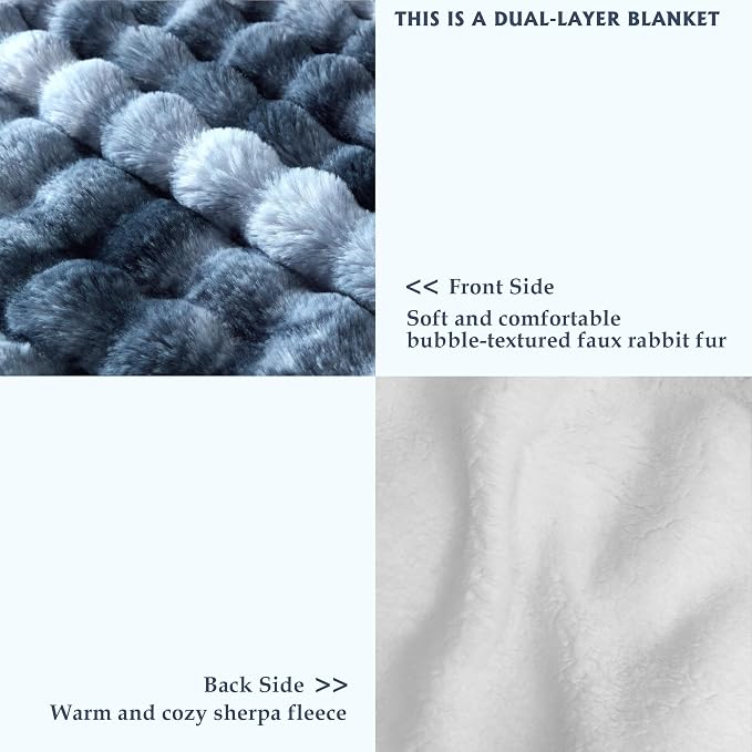 60x80 Inches Ultra-Soft Fuzzy Faux Fur Plush Twin Size Blanket - Image 3