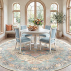RELEANY Washable Area Rug, Round 8ft, Water Repellent, Pet Friendly, Vintage - Image 2