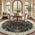 RELEANY Washable Area Rug, Round 8ft, Water Repellent, Pet Friendly, Vintage - Image 2