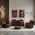 Power Recliner Sofa Set with LED, Leather Reclining Sofa Set, Living Room by PonlivingFurniture