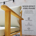 Outsunny Outdoor Bistro Set, 3 Piece Patio Set, Wood Effect Steel Round Table - Image 4
