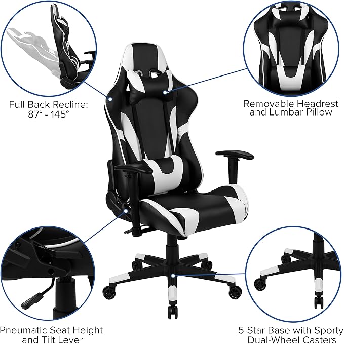 Flash Furniture X20 Fully Reclining LeatherSoft Racing Style Gaming Chair - Image 4