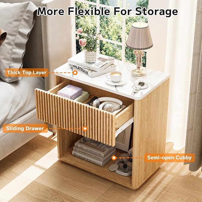 Modern Fluted Nightstand Set of 2 - Image 6