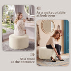 BSHOMGI Round Ottoman, Corduroy Ottomans Foot Stool, 27.5" Pouf Footstool - Image 4