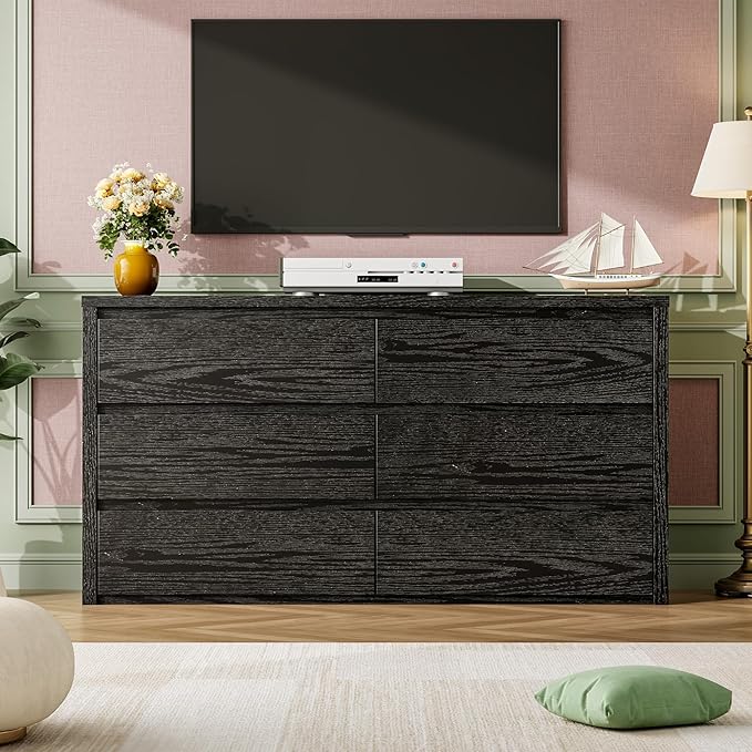 GarveeHome 6 Drawer Dresser for Bedroom, Wide Wood Chest of Drawers Handle Free - Image 3