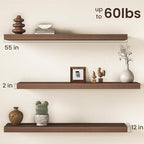 Walnut Floating Shelves 55Inch Long, 12 Inch Deep Floating Shelves - Image 3