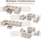 LOUVIXA 7 Piece Outdoor Patio Furniture Set, Outdoor Sectional Sofa, Wicker - Image 3