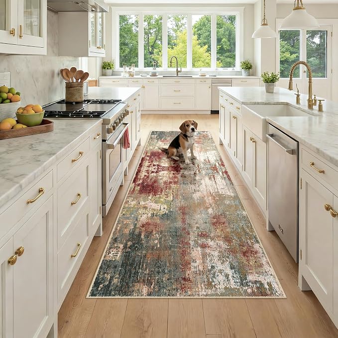 RELEANY Washable Runner 3'x8' Abstract Area Rug by RELEANY