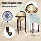 MEDIMALL Wood Globe Bar Liquor Cabinet, 16th Century Italian Replica Bar Stand - Image 3