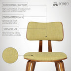 Armen Living Jaguar Mid-Century Dining Chair in Walnut Wood and Green Fabric - Image 4