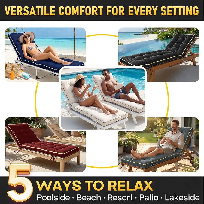 Folding Chaise Lounge Cushion Quick Dry - Image 5