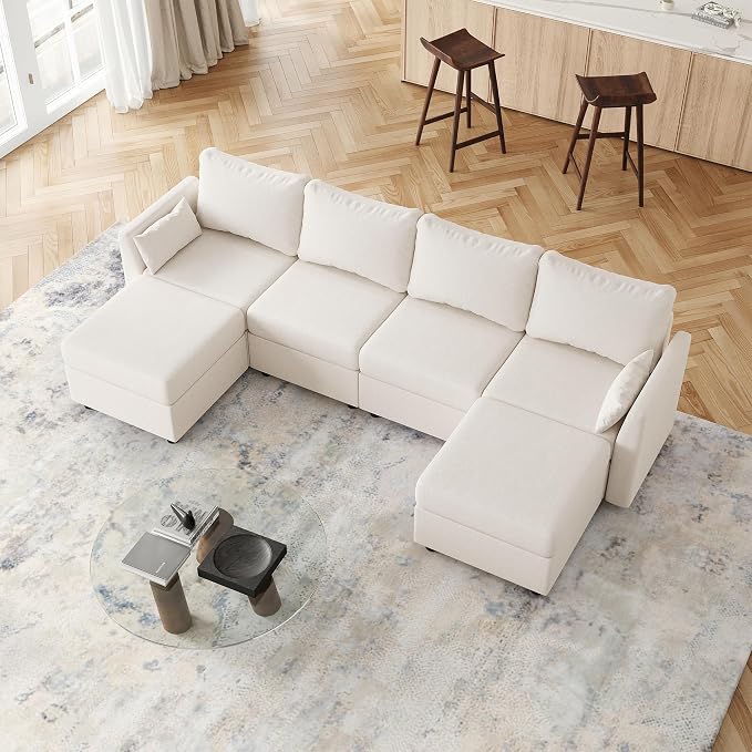 Huatean Home 114.17" Modular Sectional Sofa, 6 Seat Modular Couch - Image 2