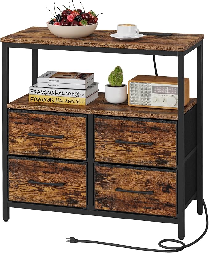 TUTOTAK Large Night Stand with Charging Station, Nightstand with USB and Type-C by ChoosetutotakFurnitureBuildYourCozyHome