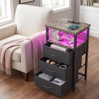 Fixwal Night Stand with Charging Station, LED Nightstand with Fabric Drawers - Image 6