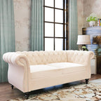 ORRD 2 Piece Living Room Set, Velvet Chesterfield Sofa Loveseat Couch Chair - Image 6