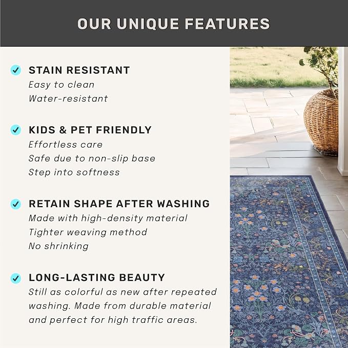 Vintage 3x16 Wide Hallway Runner Rug Non Slip, Ultra Thin Large Kitchen Indoor - Image 5