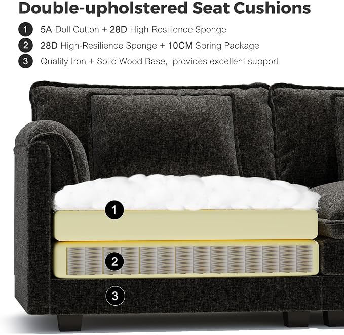 ELUCHANG Oversized 153" Modular Sectional Sofa, Comfy Deep Seat Cloud Couch - Image 6
