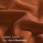 Rust Linen Curtains for Living Room 72 Inches Long Light Filtering Semi Sheer - Image 4
