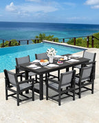 SERWALL Patio Dining Sets for 6, Outdoor HDPE Dining Set - Image 7