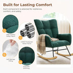 DUMOS Nursery Rocking Chair Teddy Upholstered, Comfy Glider Rocker - Image 5