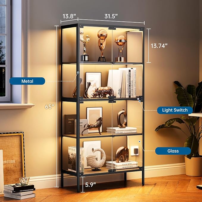 PEUKC 65" Glass Display Cabinet - Image 2