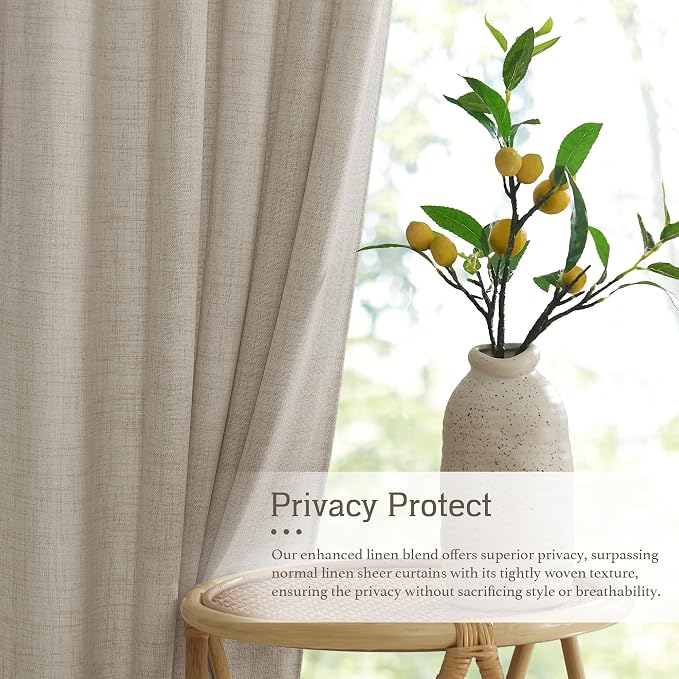 RYB HOME Extra Long Linen Curtains - Image 3