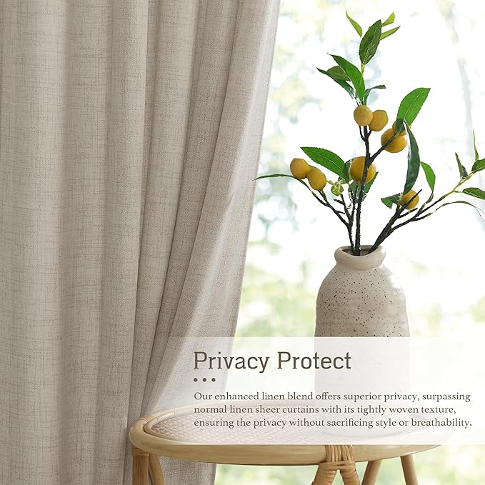 RYB HOME Sheer Curtains 108 inches, Extra Long Floor to Ceiling Curtains | - Image 2