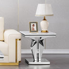 Henf Marble End Table Modern White Faux Marble Sofa Side Table - Image 6