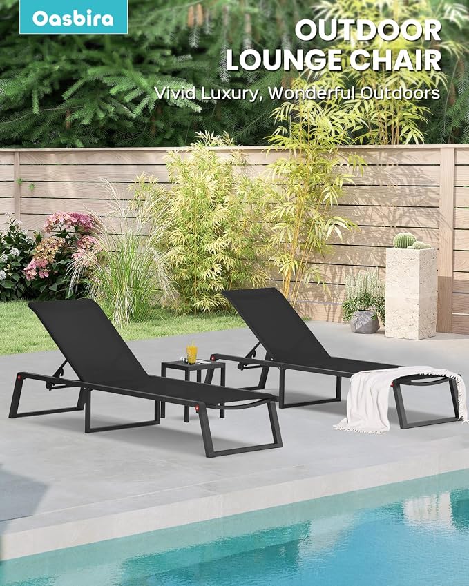 Aluminum Chaise Lounge Chair Outdoor, Foldable& No Assembly Patio Pool Lounge - Image 7
