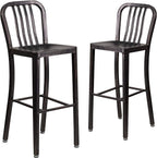 Flash Furniture Gael Commercial Grade 2 Pack 30" High Black-Antique Gold Metal by FlashFurniture