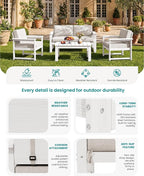 SERWALL 3 Pieces HDPE Outdoor Sofa Bistro Set - Image 4