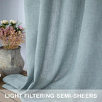 Seafoam Curtains 38 Inch Width for Kitchen 2 Panel Back Tab Rod Pocket Semi - Image 4