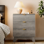 BORNOON Fluted 3 Drawer Dresser, 30.3" Tall Compact Modern Boho Chest of Drawers - Image 3