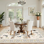 Beige Area Rug 5x7 for Bedroom Livingroom | Ultra-Thin; Boho Style; Low Pile; - Image 5