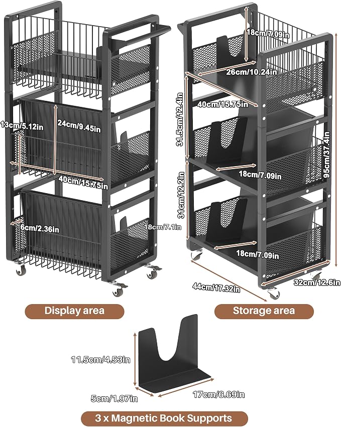 UMDONX Book Cart Heavy Duty Double-Sided - Image 2